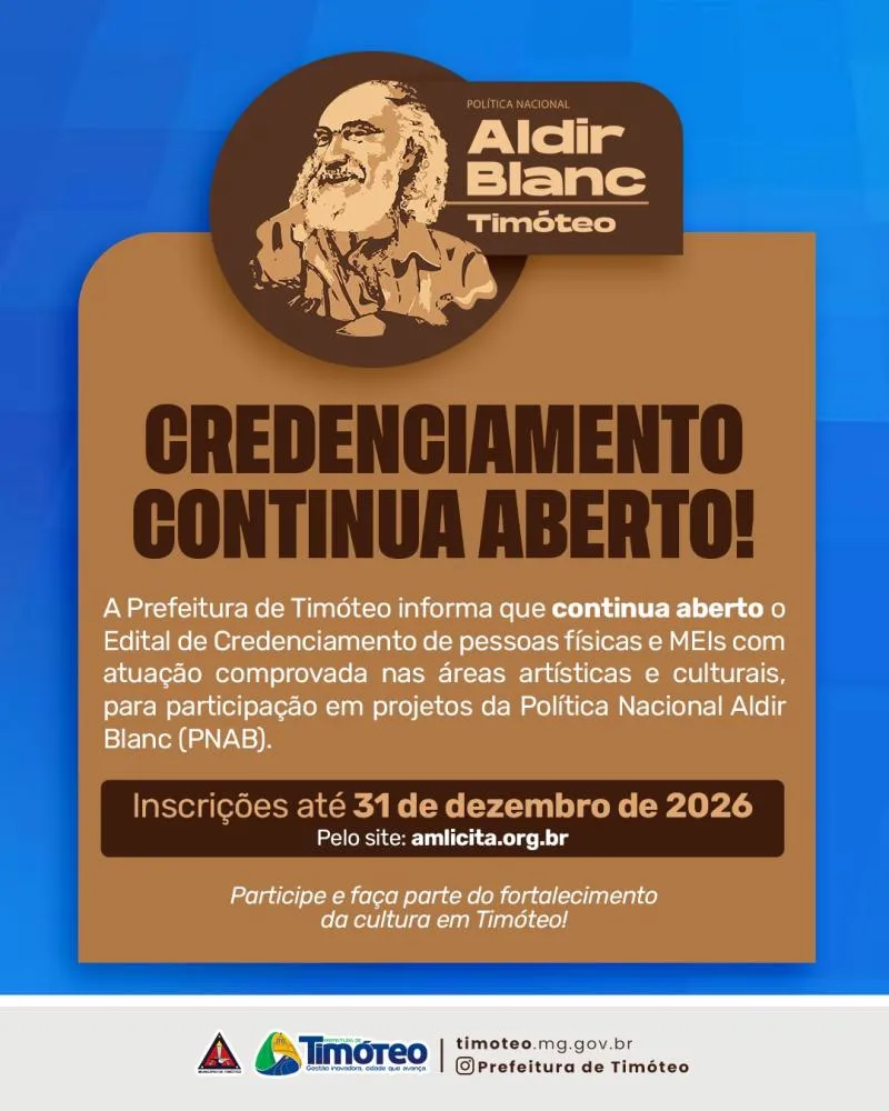 Prefeitura de Timóteo altera cronograma de editais culturais e prevê resultado final para novembro