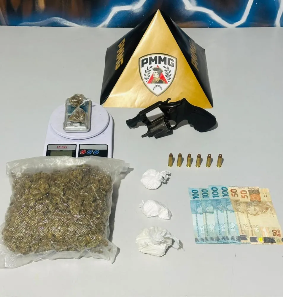 Homem é preso com drogas, revólver e munições em operação da PM em Ipatinga